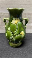 Antique Green Ceramic Vase 5.5" Tall