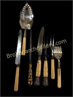 Group of English Bone and Silver Cutlery