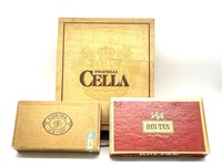 Wood Wine Box and (2) Cardboard Cigar Boxes