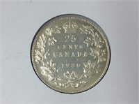 1930 (au55) Canadian Silver 25 Cent