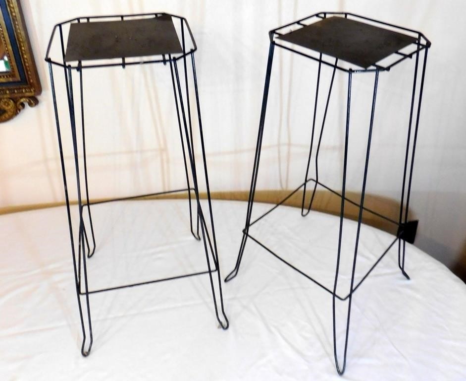 Mid Century Hairpin Wire Plant Stand Pair