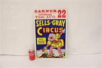 Vintage Sells & Grey Circus Poster ~ 14" x 22"