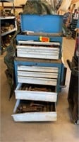 Blue Tool Box On Casters W/ Misc. Tools