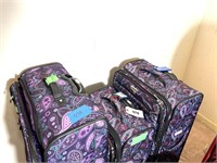 3 piece Ricardo purple paisley luggage set