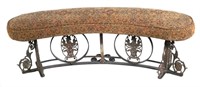 Antique OSCAR BACH Iron & Bronze Curved Bench