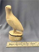 7 1/2" x 3 1/2" carved ivory bird, with inset bale