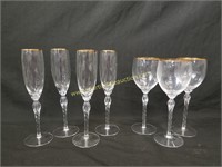 Champagne & Wine Cristal Glasses With Gold Rim