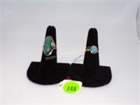 2 Turquoise  Sterling  Size 6 3/4 &  825 Size 7