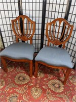 Pair of Vintage Bombay Co. Upholstered Wood Chairs