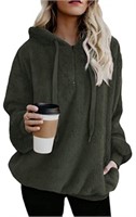 New- Womens Oversized Sherpa Pullover Hoodie w
