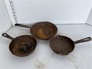 3 cast fry pans
