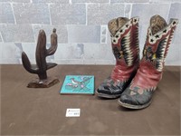 Texas western wood cactus, boots, etc