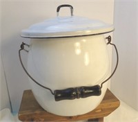 Vintage Enamelware Pot with Lid