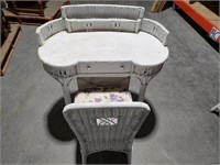 Wicker Vanity and Chair Set