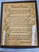 Vintage 8x10" Wood Parents Prayer nib