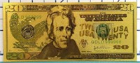 24K gold plated US banknote $20