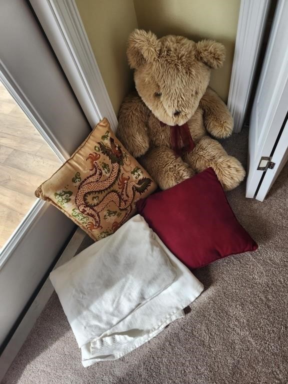 Stuffed Bear, 2 Pillows, Blanket