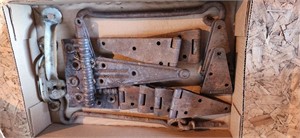 Assorted door hinges and handles