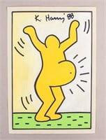 American WC Signed Keith Haring '88 w/ESTATE Stamp