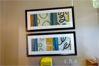 Pair of Large Abstract Prints, Framed