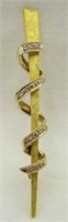 14K Gold Bar Pin w/Diamond Chip 4.8 Grams TW