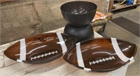 Two Plastic Football Food/Popcorn Bowls and Two