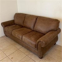 Leather Couch w Studs  AS IS