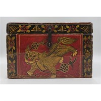 Old Painted Chinese Wooden Box 19th Century