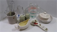 Kitchen Lot - Roseville Crock, Vintage Pitcher,