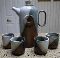 Vntg Robert Maxwell Pottery Decanter & Cups