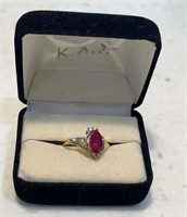 10k gold ruby diamond  ring 2.45g