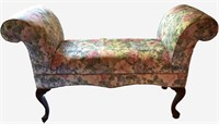 Vintage Chintz Queen Anne Vanity Bench