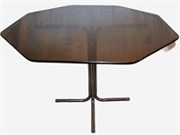 Vintage Smoked Glass-top Chrome Leg Table