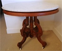 Oval Victorian Marble Top Table