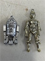 1977 Star Wars R2D2 & C3PO Pendant Charms