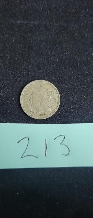 1866 3 cent piece/trime