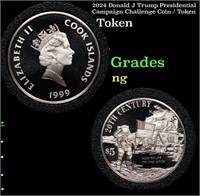 1999 Cook Islands Silver $5 Elizabeth II Moon Walk