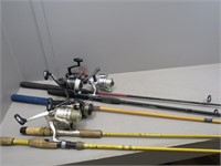 (5) 2pc. Spinning Rods with Attached Reels – (2)