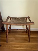 Lovely Primitive Cane Bottom Stool 18” x 12 x