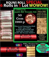 THIS AUCTION ONLY! BU Shotgun Lincoln 1c roll, 198