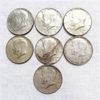 Seven 1966-69 Kennedy Half Dollars