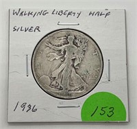1936 Silver Walking Liberty Half Dollar