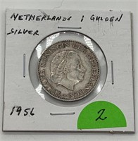 1956 Netherlands Silver Gulden Coin