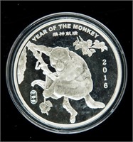 Coin 5 Troy Oz Silver Proof Round-2016 Yr  Monkey