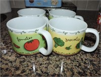 Collection of Four Decorative Soup Mugs