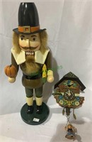 Thanksgiving pilgrim nutcracker, painted wood,