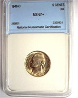 1948-D Nickel MS67+ LISTS FOR $700