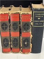 4 VINTAGE CHARLES DICKENS BOOKS FROM 1830s-1880s