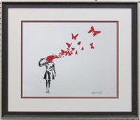 BUTTERFLY SUICIDE GICLEE BY GRAFFITI ARTIST BANKSY
