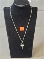 Green Crystal Necklace Marked 950
